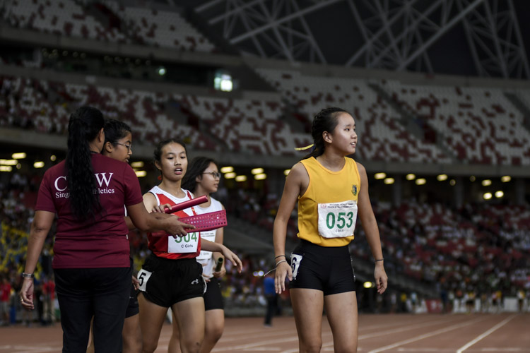 The C Div girls' 4x100m relay final. (Photo 1 © Iman Hashim/Red Sports)
